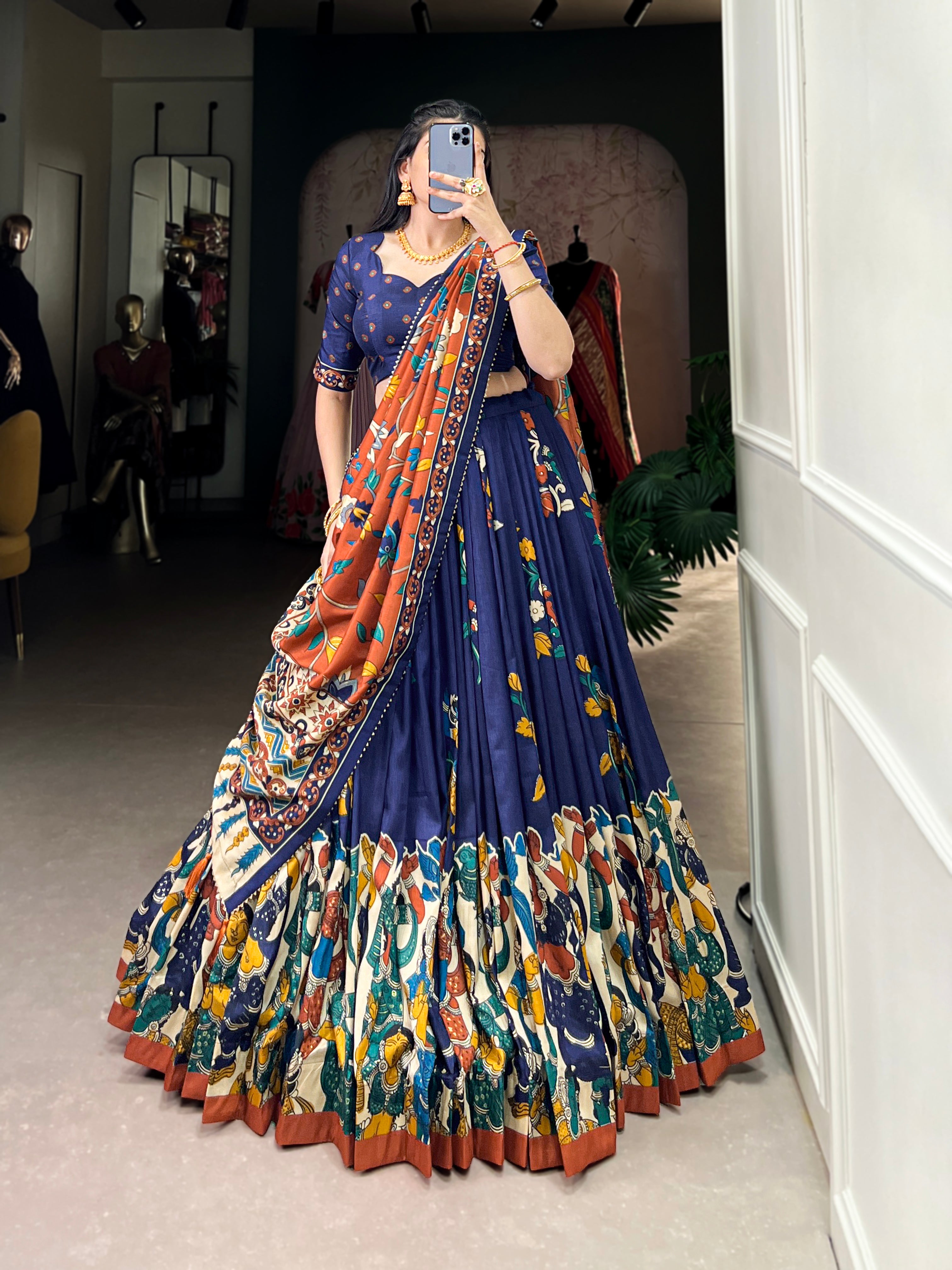 Exclusive Tussar Silk Lehenga Choli Set β Floral & Patola Print Design β¨π